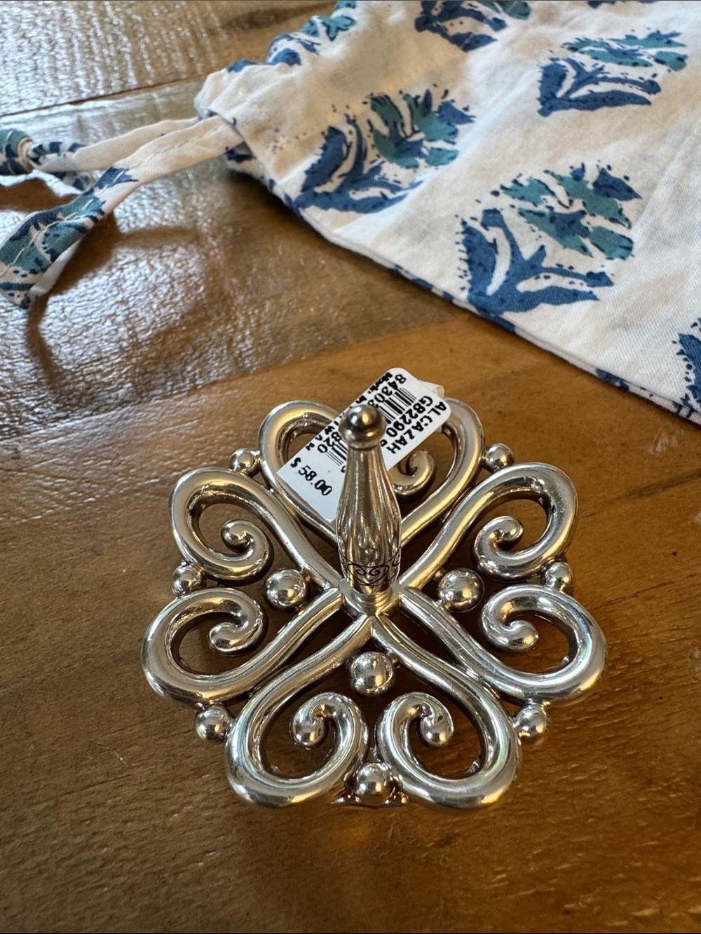 Brighton Silver Ornamental Heart Scrolling ring jewelry holder tray NWT